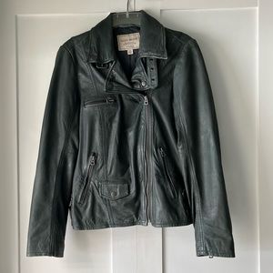 LUCKY BRAND Leather Moto Jacket (Blue/Green)